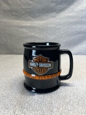 Harley Davidson Barrel Style Ceramic Mug Raised Tire Tread “Ride To live “